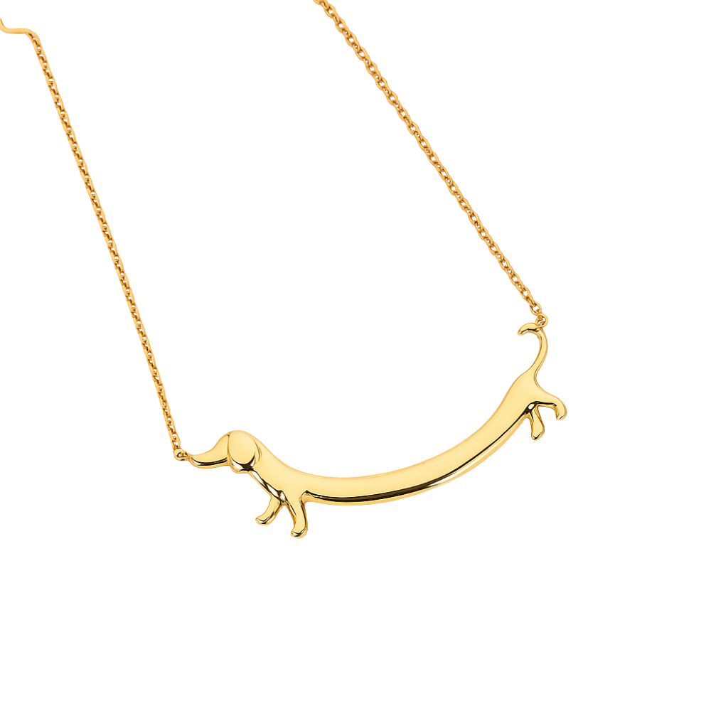 LILOU – Dackel-Halskette in Silber und gold