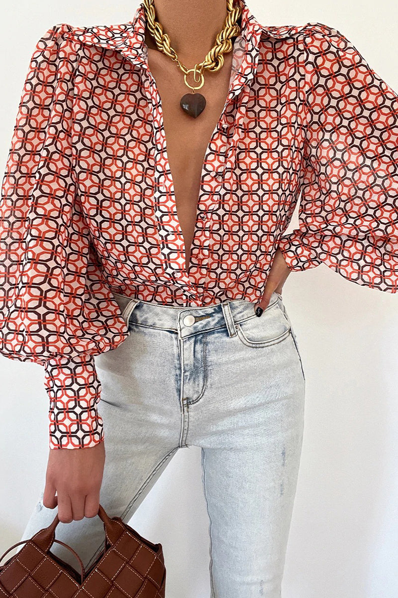 Rowena | Bluse mit geblümtem Kragen