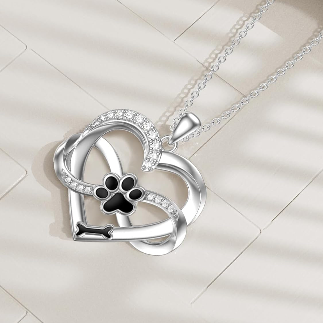 Infinity Heart & Paw Halskette in 925 silber mit Zirkonia - Sulzer