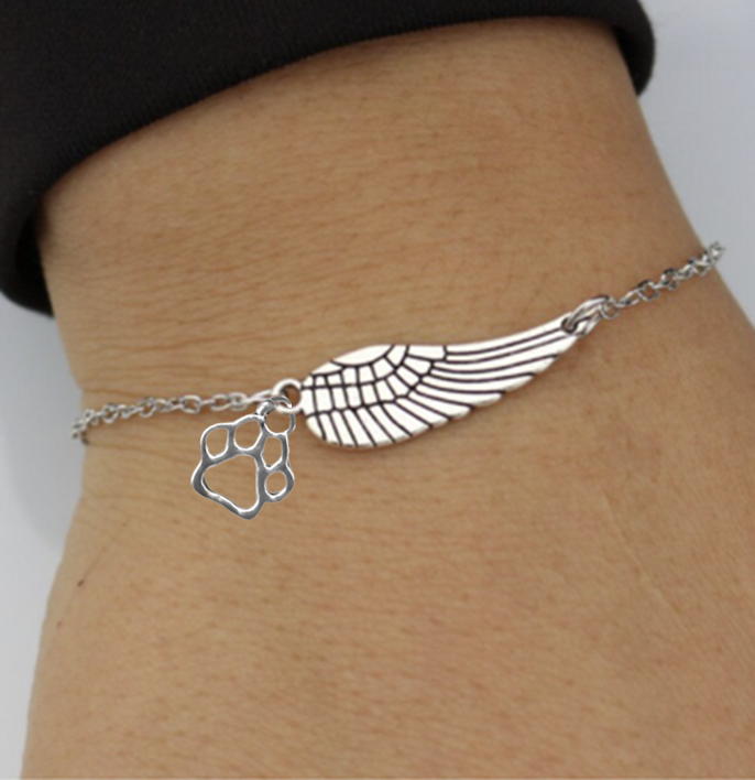 Silver Memorial Armband mit Engelsflügel & Pfotendruck | Marike