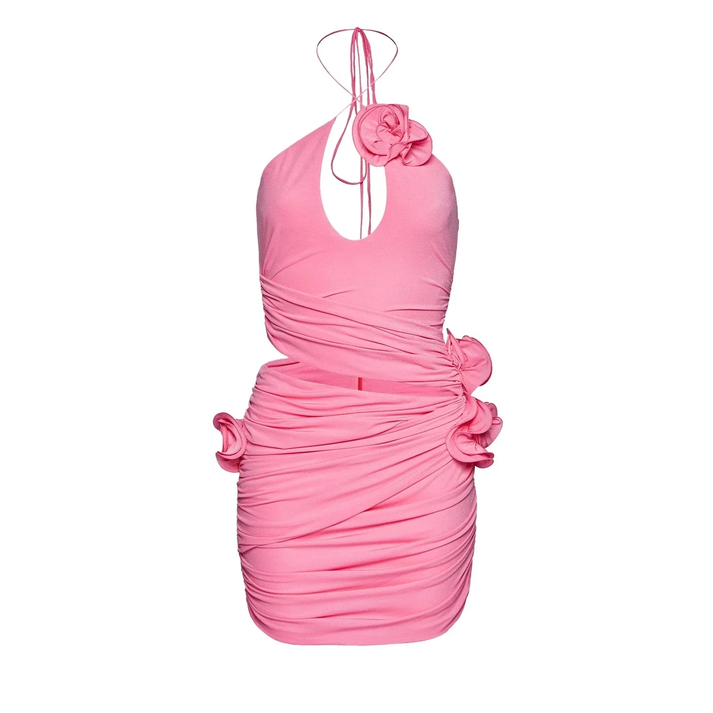 Clarissa | Neckholder-Minikleid mit Raffungen und Rosetten