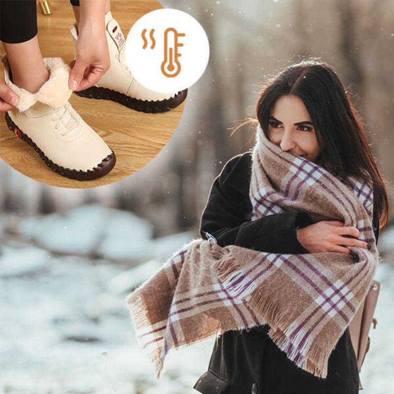 Warm und stylisch – Plüsch-Winterstiefel aus Leder