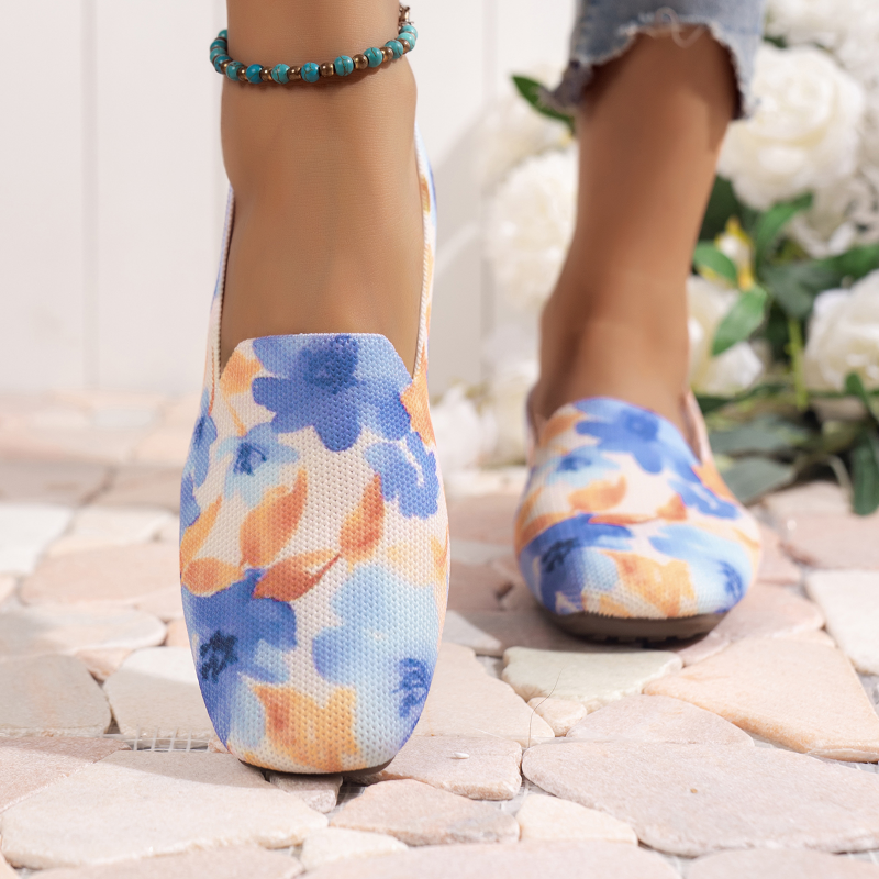 Klaudie | Bequeme flache florale Slip-Op Schuhe für Frauen