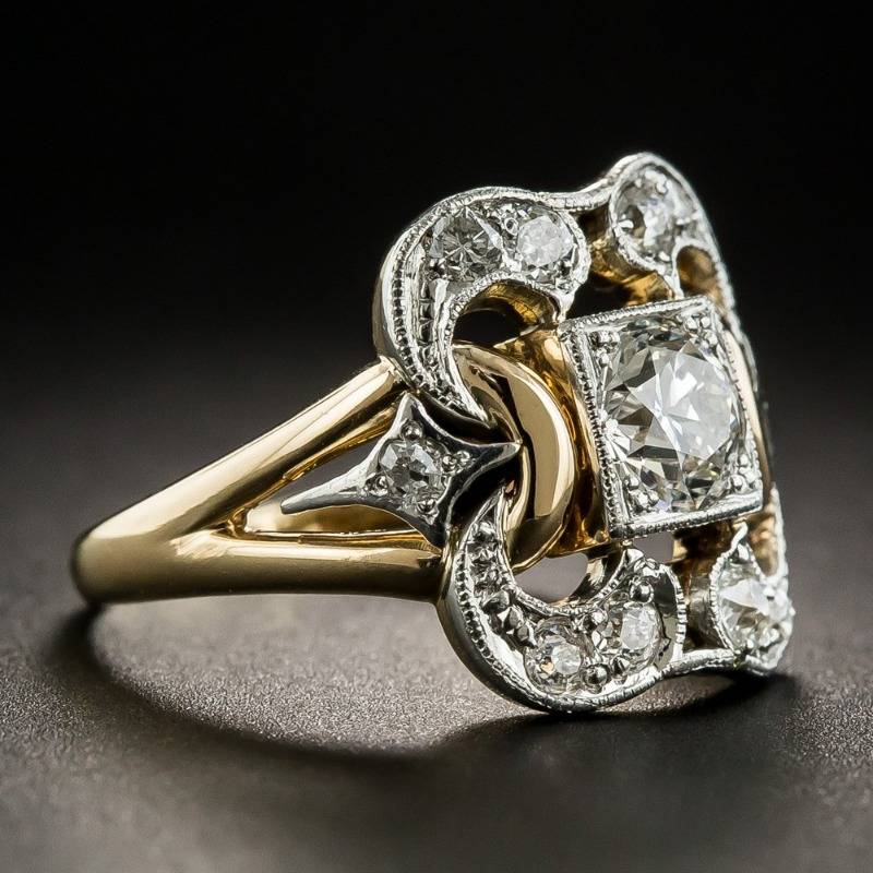 Goldring mit Zirkonia im Vintage-Stil