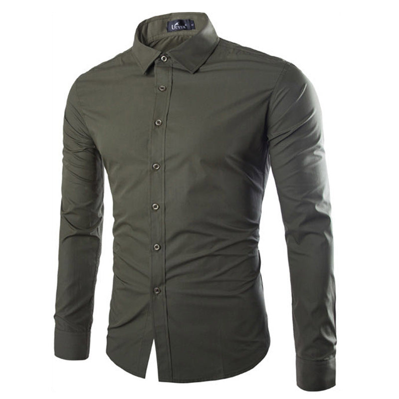 James | Einfarbig schwarzes Slim Fit Herrenhemd