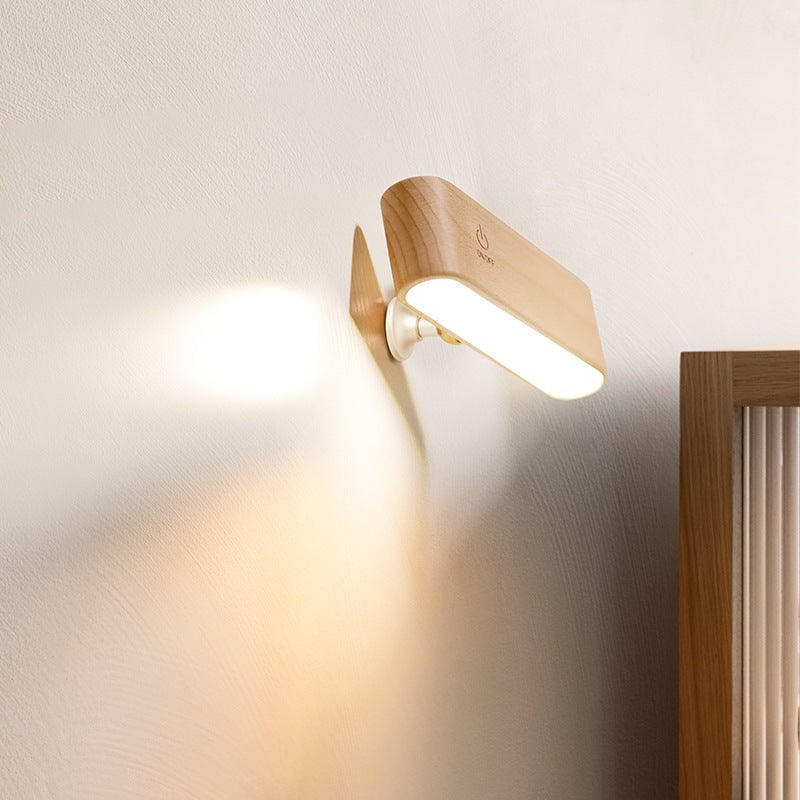 Schreibtischlampe aus Massivholz mit magnetischer Aufladung