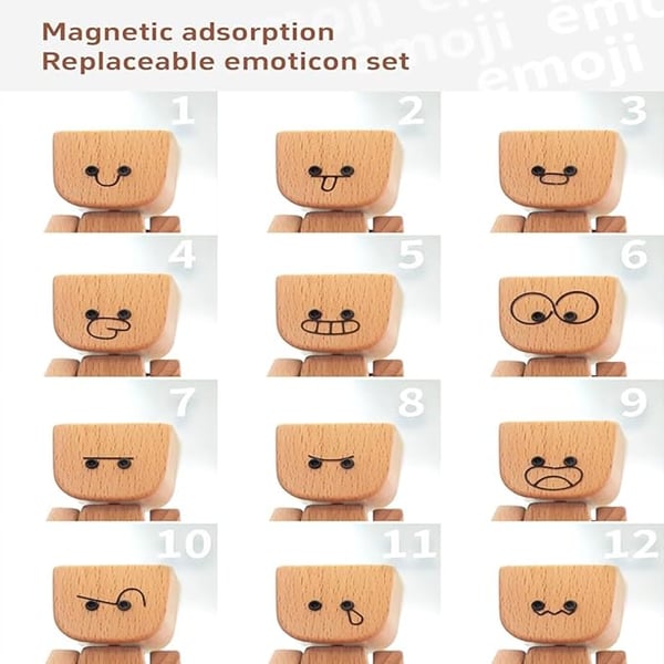 HappyTimber – Holzschwingfigur mit 12 magnetischen Emotionen