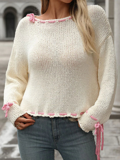 Daisy | Pink Bow Knit Sweater