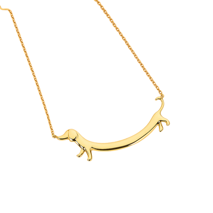 LILOU – Dackel-Halskette in  Silber und gold