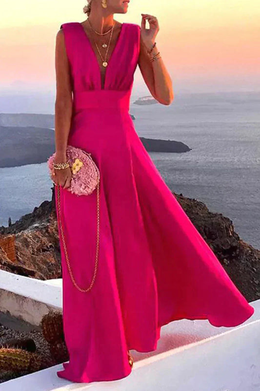 Anna | Elegantes tiefes V-Ausschnitt Langes Kleid