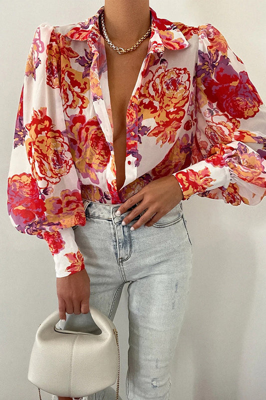 Rowena | Bluse mit geblümtem Kragen