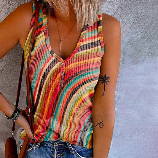 Corinne | Gestricktes gestreiftes Tank-Top