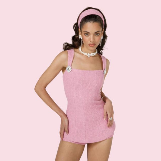 Coralie | Schicker Tweed-Playsuit mit Zierknöpfen