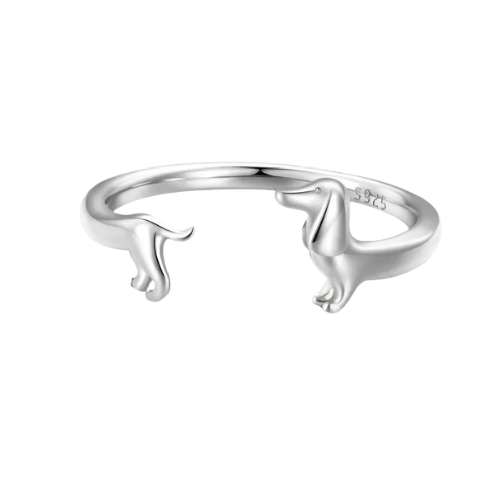 PEPI – Verstellbarer  Silber und gold Dackel-Ring in Wickel
