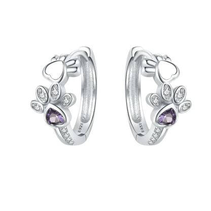Paw Huggie-Ohrringe in 925 Silber - mit Zirkonia und Herzjuwel - Adler