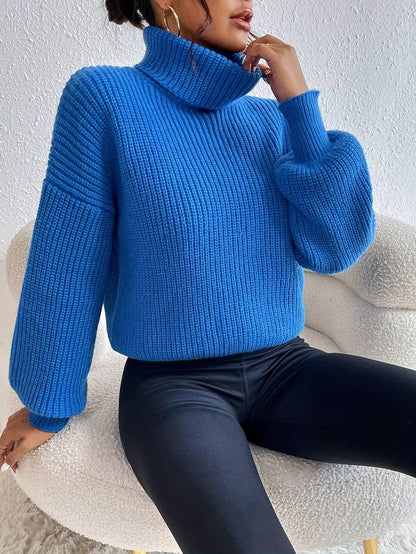 Blauer Rollkragenpullover