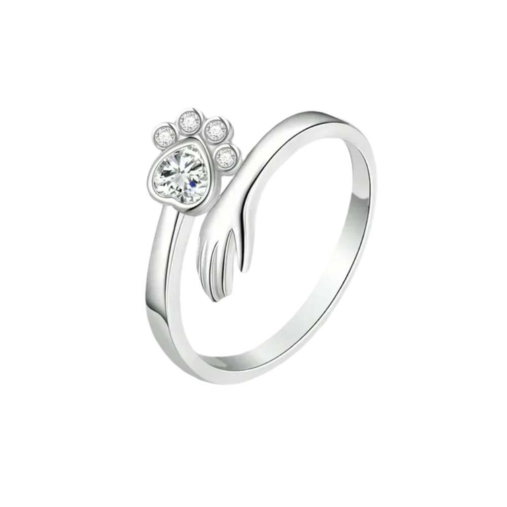 MARA – Verstellbarer Ring aus 925er Silber mit Hand-und-Pfote-Motiv