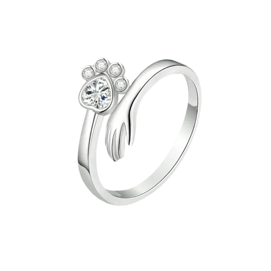 MARA – Verstellbarer Ring aus 925er Silber mit Hand-und-Pfote-Motiv