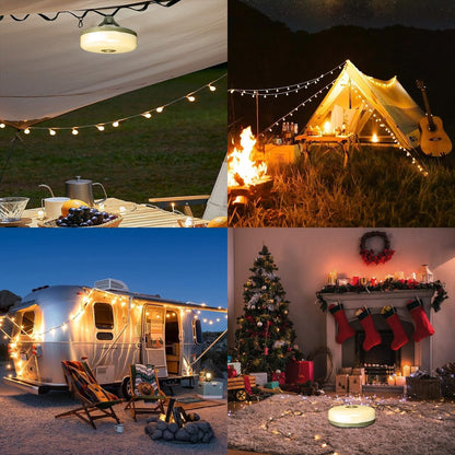 Multifunktionales 4-in-1 Campinglicht mit RGB-Lichterkette und integrierter Powerbank