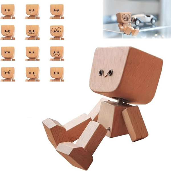 HappyTimber – Holzschwingfigur mit 12 magnetischen Emotionen