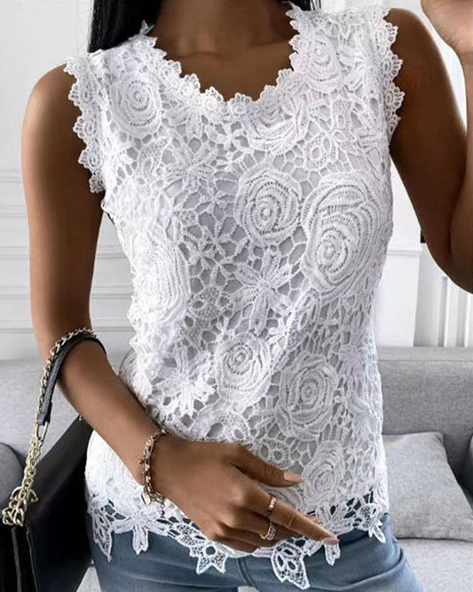 Damenbluse hannah | Spitze ärmellose Bluse