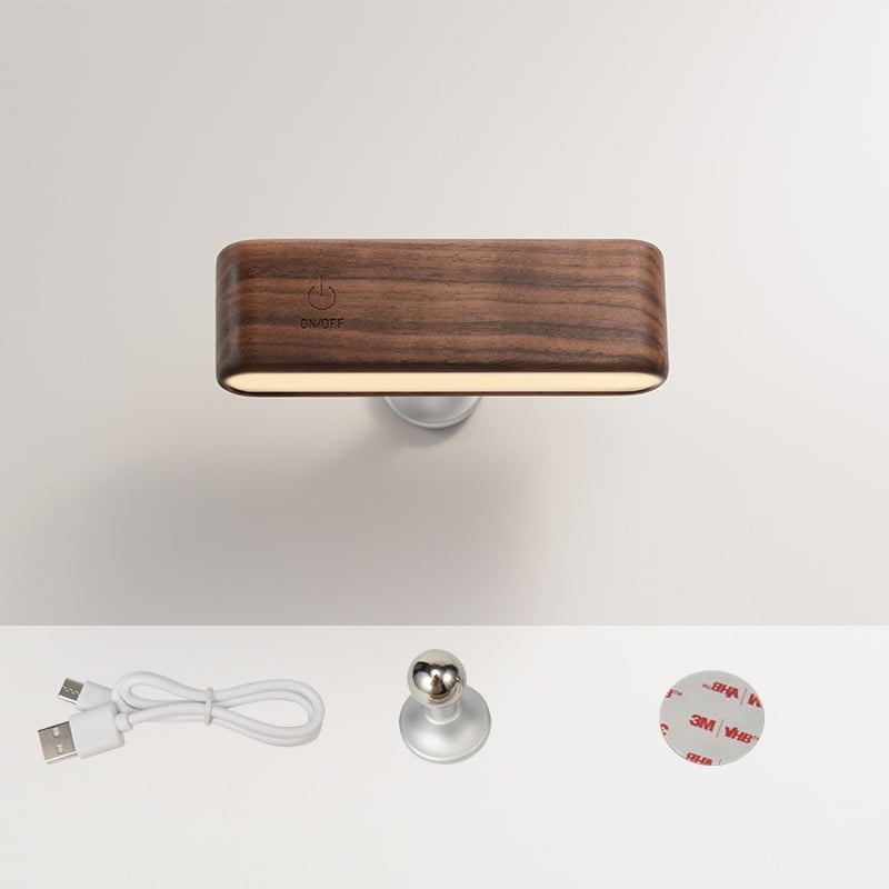 Schreibtischlampe aus Massivholz mit magnetischem Laden