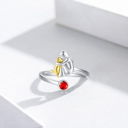Sterling Silber Dog & Girl Ring - Verstellbar und symbolisch - Reinhart
