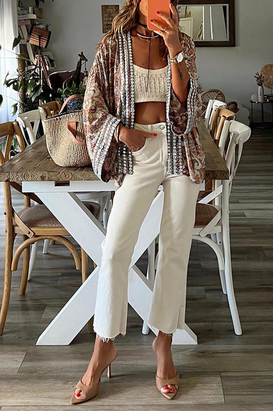 Miranda | Kimono-Weste mit antikem Druck