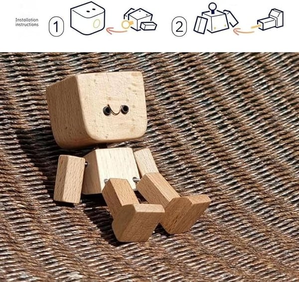 HappyTimber – Holzschwingfigur mit 12 magnetischen Emotionen