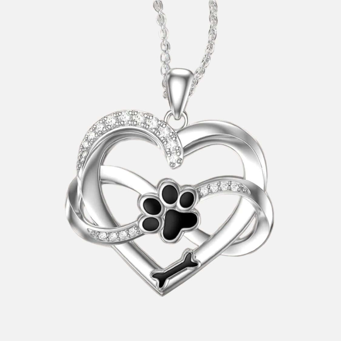 Infinity Heart & Paw Halskette in 925 silber mit Zirkonia - Sulzer