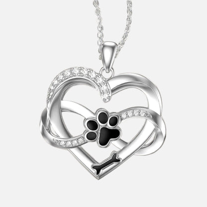 Infinity Heart & Paw Halskette in 925 silber mit Zirkonia - Sulzer