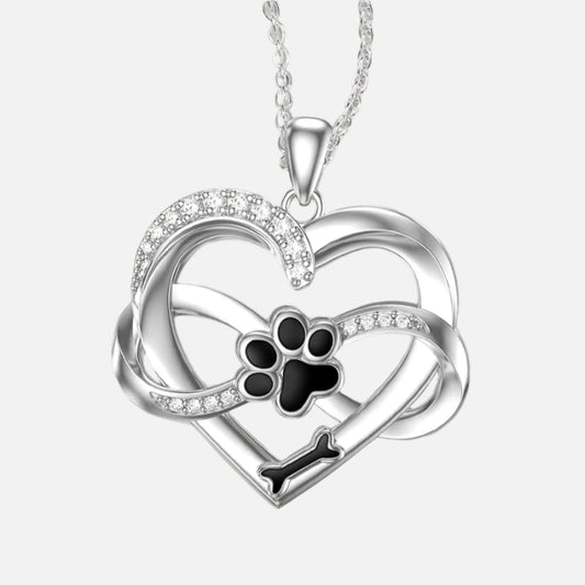 Infinity Heart & Paw Halskette in 925 silber mit Zirkonia - Sulzer