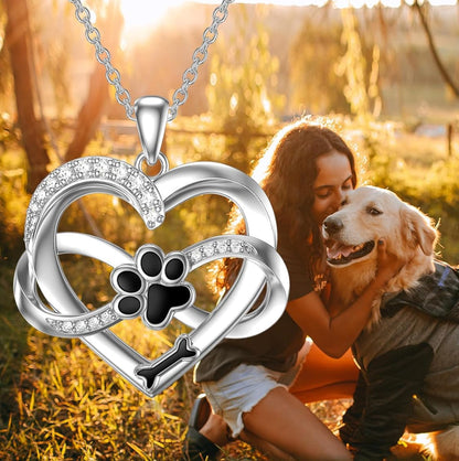 Infinity Heart & Paw Halskette in 925 silber mit Zirkonia - Sulzer