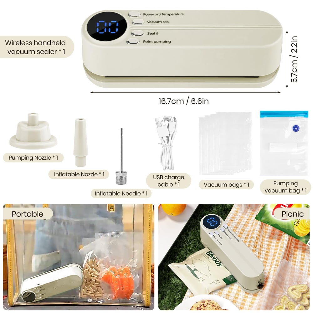 3-in-1 kabelloses Mini-Vakuumiergerät – Frische Lebensmittel und mehr bewahren