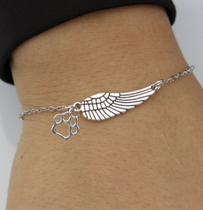 Silver Memorial Armband mit Engelsflügel & Pfotendruck | Marike