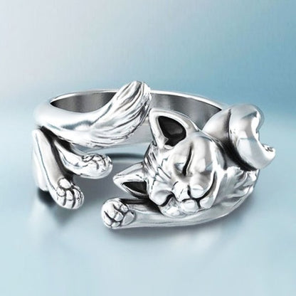 MIRELLE – Vintage-Katzenring aus Silber