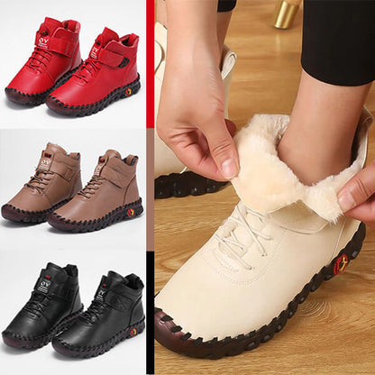 Warm und stylisch – Plüsch-Winterstiefel aus Leder