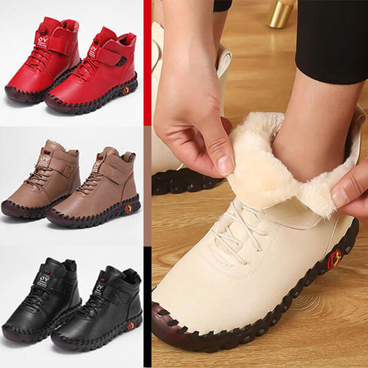 Warm und stylisch – Plüsch-Winterstiefel aus Leder