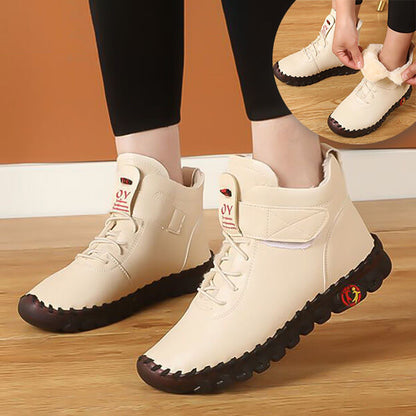 Warm und stylisch – Plüsch-Winterstiefel aus Leder