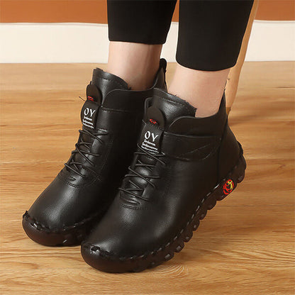 Warm und stylisch – Plüsch-Winterstiefel aus Leder