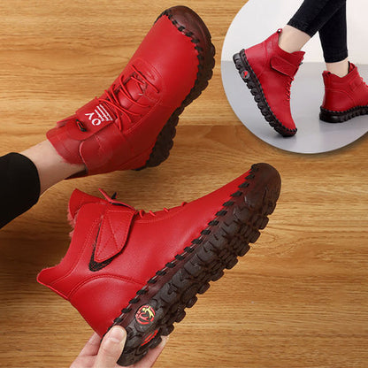 Warm und stylisch – Plüsch-Winterstiefel aus Leder