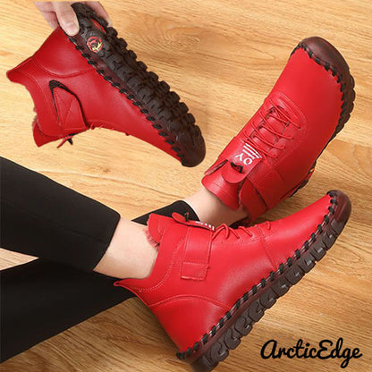 Warm und stylisch – Plüsch-Winterstiefel aus Leder