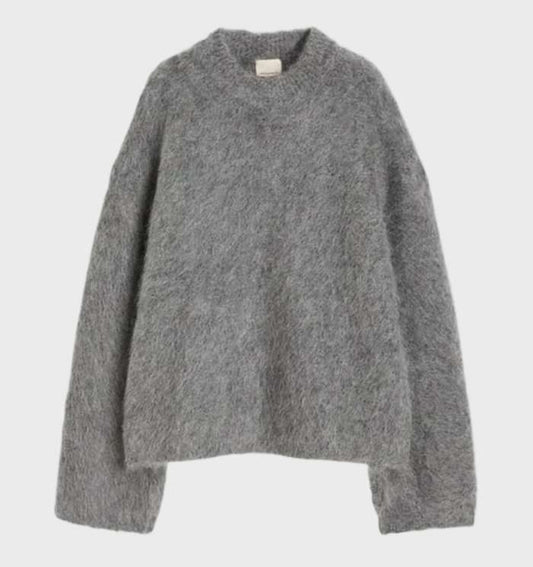 Zara | Unifarbener Mohair-Pullover mit Rundhalsausschnitt für Freizeitkleidung