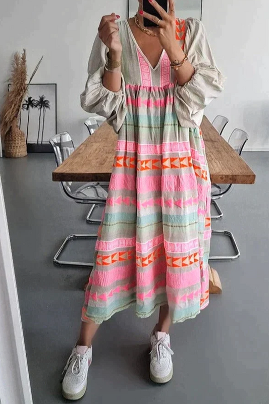 Aurora | Stilvolles böhmisches Kleid mit Laternenärmeln