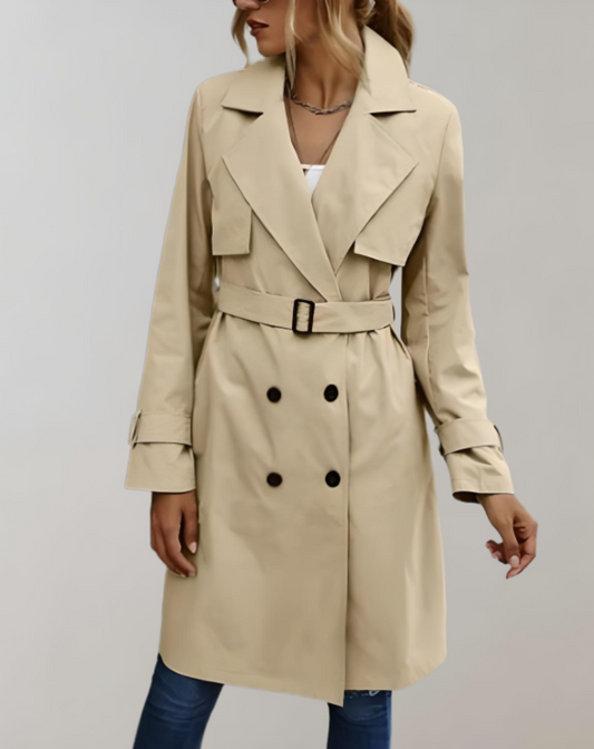 Calia | Langer Trenchcoat mit Taillengürtel und Knöpfen