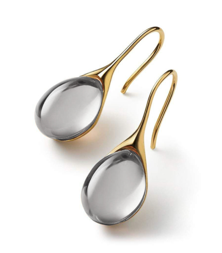 Kristall-Tropfen-Ohrringe aus Gold und Silber