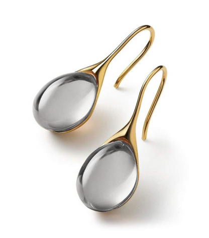 Kristall-Tropfen-Ohrringe aus Gold und Silber