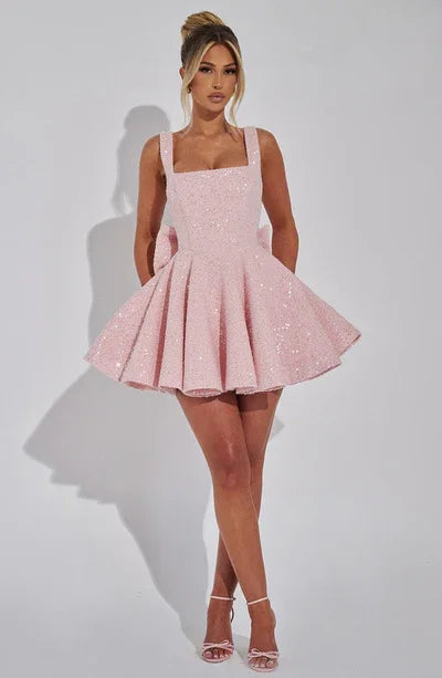 Sexy Strappy Schleife Glänzender A-Linien-Rock