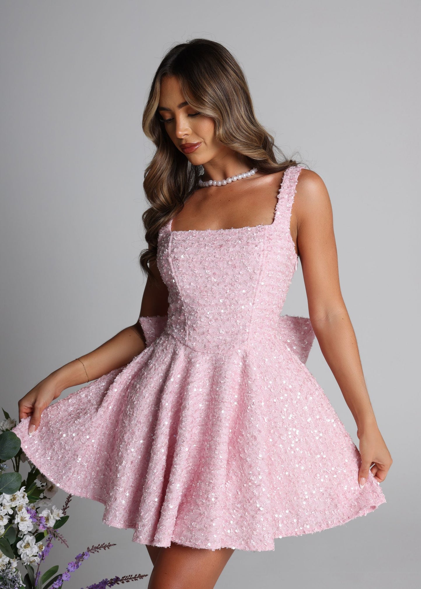 Love Letters Schleifen Mini Kleid - Rosa