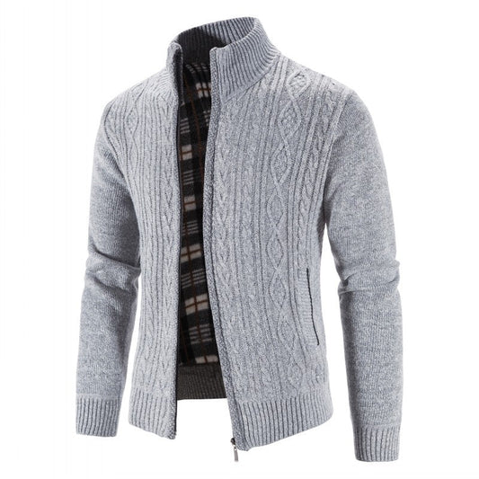 Oliver | Gestreifte Herren-Wolljacke mit Stehkragen